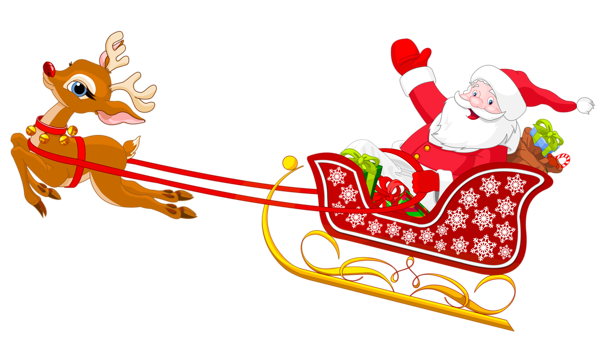 Santa_and_Reindeer_with_Sled_PNG_Clipart